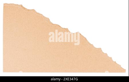 Torn brown cardboard paper corner isolated on a white background Stock Photo