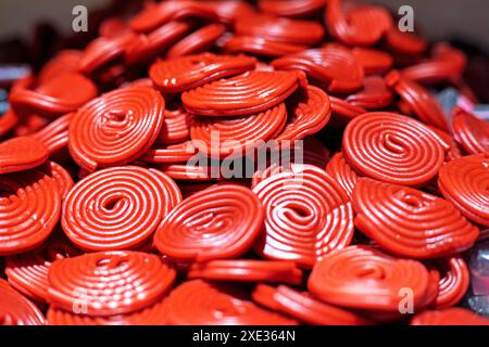 jelly fruit candies with pastels in the shape of a spiral Stock Photo