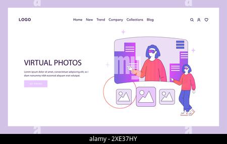 AR and VR interface concept. Users with virtual reality gear interacting with a futuristic display. Digital interaction and innovative technology. Vector illustration. Stock Vector