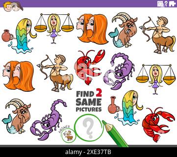 Find two same cartoon people characters educational game Stock Photo ...