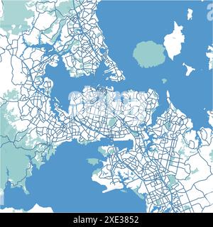 This map of Auckland in New Zealand is a true vector map that has seperate layers for the various elements like roads, highways, parks and water etc. Stock Vector