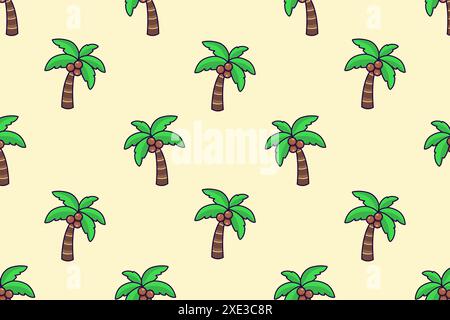 Seamless pattern of palm trees. Vector illustration. Stock Vector