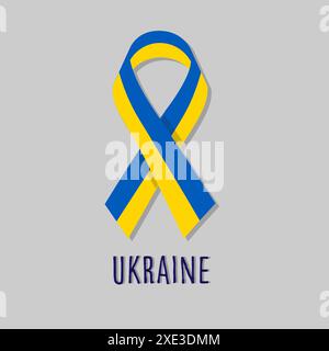 Ukraine wave ribbon with Text Ukraine. Mourning Ribbon Flag. Logo symbol. yellow blue Ukraine strip Stock Photo