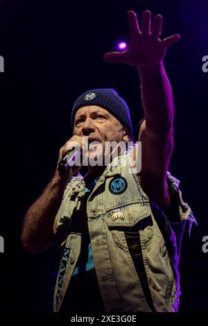 LONDON, ENGLAND: Bruce Dickinson performs on stage with his band at the ...