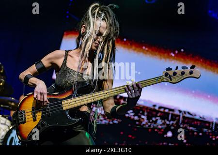 LONDON, ENGLAND: Bruce Dickinson performs on stage with his band at the ...