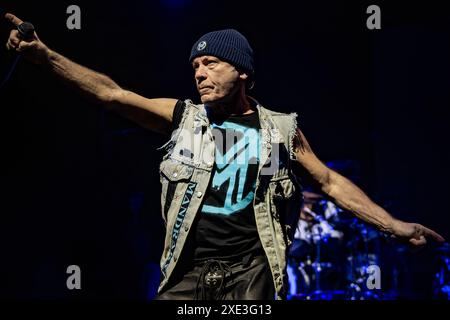 LONDON, ENGLAND: Bruce Dickinson performs on stage with his band at the ...