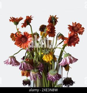 Gerbera, withered gerbera bouquet Stock Photo