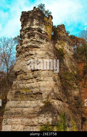 Natural Chimneys in Autumn, Virginia Stock Photo