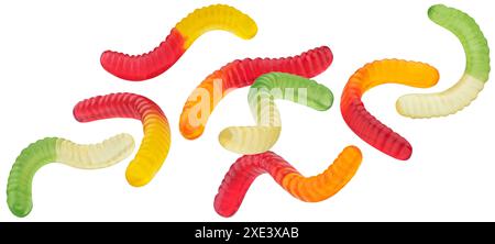 Gummy worm candies isolated on white background Stock Photo