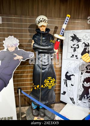 Kita Ward, Osaka, Japan. Dec 24, 2023. A Human Size Model of One Piece Anime, Grandista Nero, Trafalgar D. Water Law Surgeon of Stock Photo