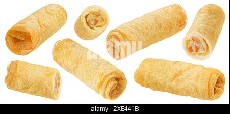 Traditional fried spring rolls isolated on white background Stock Photo
