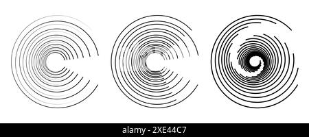 Dynamic transition illusion lines in a circle. Stock Vector