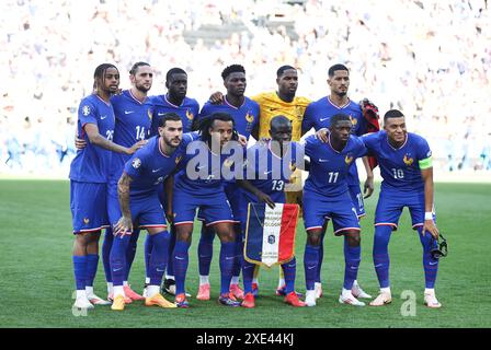 Dortmund, Germany. 25th June, 2024. Players of France line up before the UEFA Euro 2024 Group D match between France and Poland in Dortmund, Germany, June 25, 2024. Credit: Zhang Fan/Xinhua/Alamy Live News Stock Photo