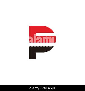 letter cp simple stripes geometric logo vector Stock Vector