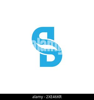 letter sd curves blue water abstract logo vector Stock Vector