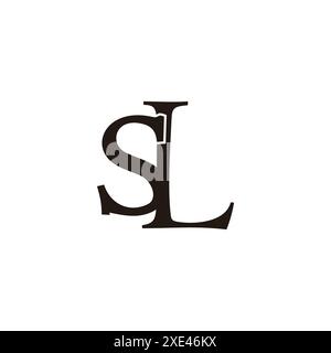 letter sl simple linked black logo vector Stock Vector