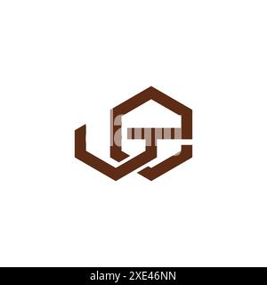 letter ew linked hexagon simple logo vector Stock Vector