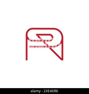 letter rn red paper clip simple logo vector Stock Vector