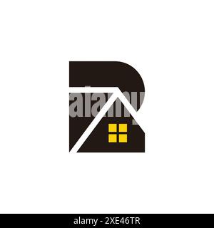letter r house window light simple logo vector Stock Vector