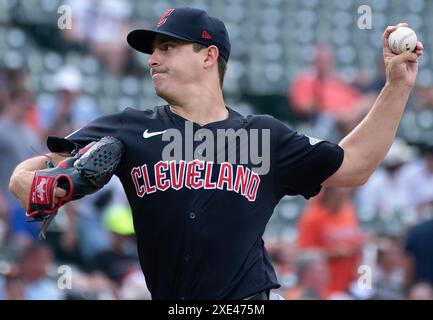 Baltimore, USA. 25th June, 2024. BALTIMORE, MD - JUNE 25: Cleveland Guardians pitcher Logan Allen (41) during a MLB game between the Baltimore Orioles and the Cleveland Guardians, on June 25, 2024, at Orioles Park at Camden Yards, in Baltimore, Maryland. (Photo by Tony Quinn/SipaUSA) Credit: Sipa USA/Alamy Live News Stock Photo