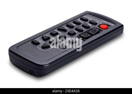 Closeup view of single wireless DSLR camera remote control isolated on white background with clipping path. Stock Photo