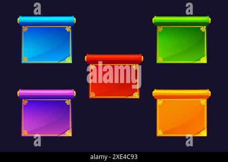 Set of colorful papyrus scrolls. Banner for icons Stock Vector