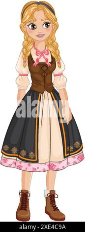 Girl in traditional dress with braids Stock Vector Image & Art - Alamy