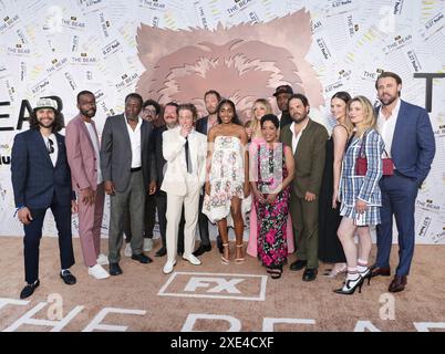 Los Angeles, USA. 25th June, 2024. (L-R) THE BEAR Season 3 Cast - Jose M. Cervantes, Corey Hendrix, Edwin Lee Gibson, Matty Matheson, Jeremy Allen White, Ebon Moss-Bachrach, Ayo Edebiri, Abby Elliott, Liza Colón-Zayas, Lionel Boyce, Ricky Staffieri, Sarah Ramos, Gillian Jacobs and Chris Witaske at the FX's THE BEAR Season 3 Los Angeles Premiere held at the El Capitan Theatre in Hollywood, CA on Tuesday, ?June 25, 2024. (Photo By Sthanlee B. Mirador/Sipa USA) Credit: Sipa USA/Alamy Live News Stock Photo