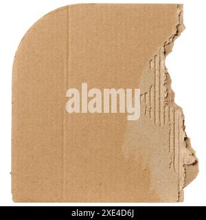 Torn piece of brown cardboard on isolated background Stock Photo
