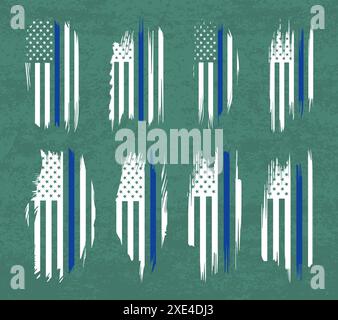 American Flag Silhouette, grunge USA flag set vector, grunge, flag, silhouette, independence, July, 4th of July, 4th July, flag silhouette Stock Vector