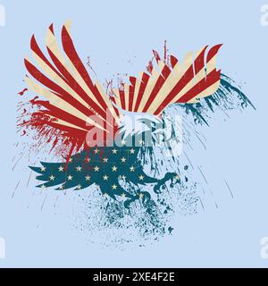 Happy Independence Day united states, vector logo symbol of a gallant eagle, Eagle with an American flag pattern Stock Vector