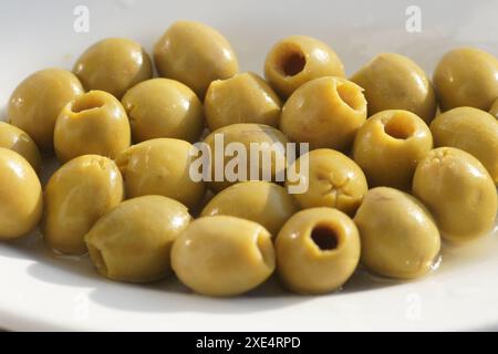 Olea europaea, Olive, ohne Kern, without pit Stock Photo