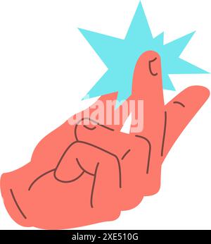 Male hand clicking snapping fingers gesture easy success position icon vector flat illustration. Human cartoon arm flash sound nice idea great reminde Stock Vector