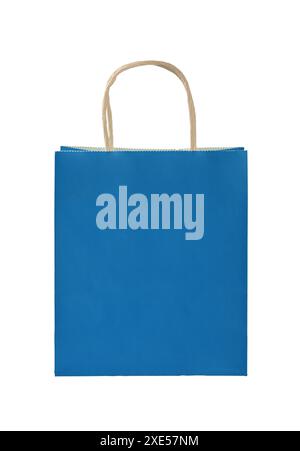 Blue paper shopping bag isolated on white Stock Photo