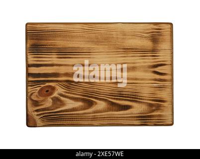 Brown wooden cutting board isolated on white Stock Photo