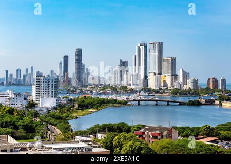 Urban skyline of Cartagena de Indias city on the Caribbean coast of Colombia Stock Photo