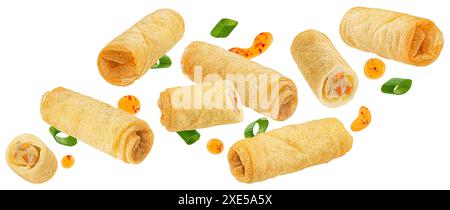 Traditional fried spring rolls isolated on white background Stock Photo