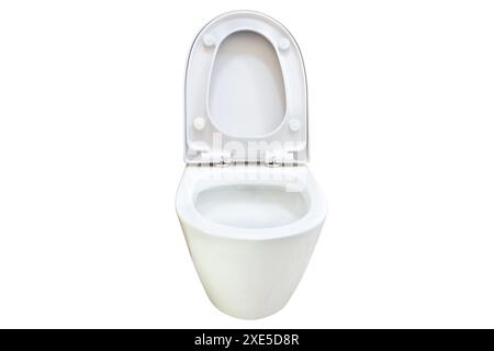 Open white flush toilet Stock Photo