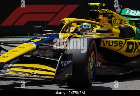 Monte-Carlo, Monaco. 25 May, 2024. Lando Norris of Great Britain and McLaren Formula 1 Team drives on track during the third free practice. Stock Photo