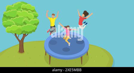 3D Isometric Flat  Conceptual Illustration of Happy Friends Activities and Entertainment, Company Holiday Party 3D Isometric Fla Stock Photo