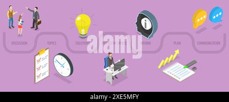 3D Isometric Flat  Conceptual Illustration of Team Collaboration, Coworking and Business Partnership 3D Isometric Flat  Conceptu Stock Photo