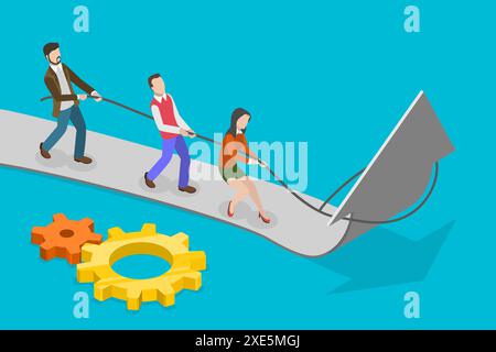 3D Isometric Flat  Conceptual Illustration of Teamwork And Cooperation, Improving Team Collaboration skills 3D Isometric Flat  C Stock Photo