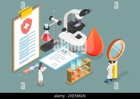 3D Isometric Flat  Conceptual Illustration of Laboratory Tests, Chemical Laboratory Analysis 3D Isometric Flat  Conceptual Illus Stock Photo