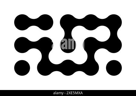 Metaball round simple blob morph balls. Abstract shape, arganic geometric fluids isolated on white background. Connected dots nerve cell dots or computer nano. Vector illustration Stock Vector