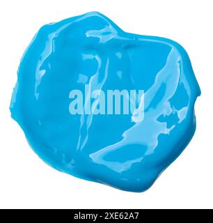 Drop of thick blue oil paint on isolated background Stock Photo