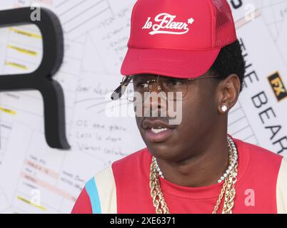 Hollywood, CA, June 25, 2024. Los Angeles, USA. 25th June, 2024. Tyler The Creator arrives at the FX's THE BEAR Season 3 Los Angeles Premiere held at the El Capitan Theatre in Hollywood, CA on Tuesday, ?June 25, 2024. (Photo By Sthanlee B. Mirador/Sipa USA) Credit: Sipa USA/Alamy Live News Stock Photo