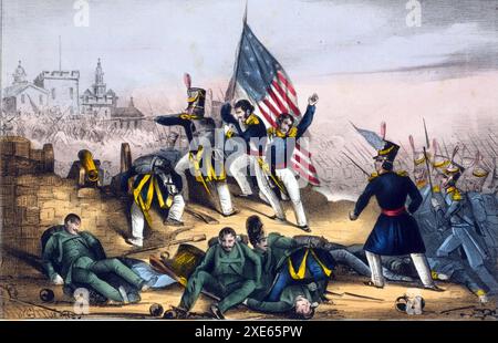 Mexikanisch-Amerikanischer Krieg 18461848: Schlacht von Chapultepec, 12.13. September 1847. Amerikanische Truppen überwältigten die Mexikaner im Schlo Stock Photo