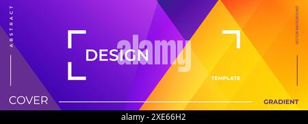Purple and yellow abstract banner with diagonal geometric shapes. Modern orange and violet vector wide background design template for cover, poster Stock Vector