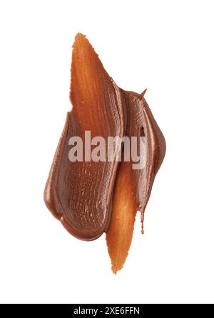 Smear of tasty chocolate paste on white background Stock Photo