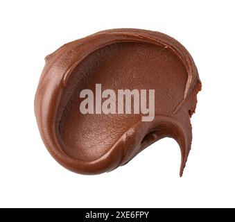 Smear of tasty chocolate paste on white background Stock Photo